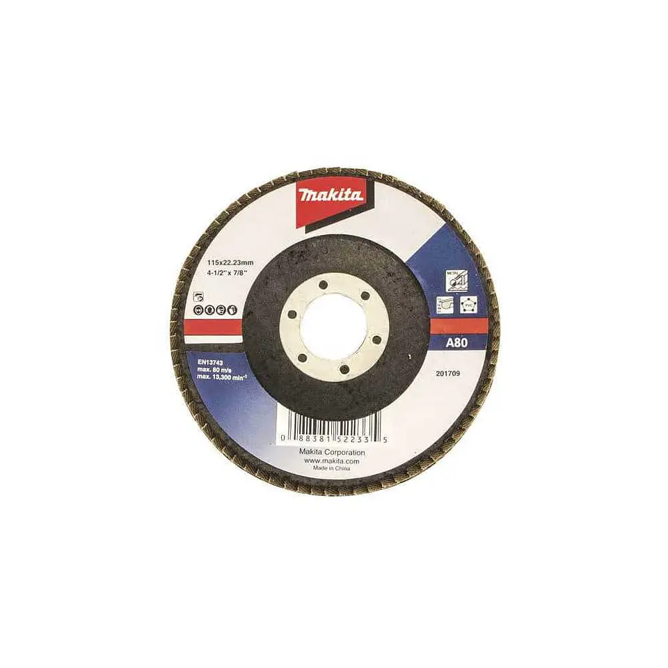 Disco Lija Flap P/Acero y Madera 115MM #80 MAKITA 63454 1