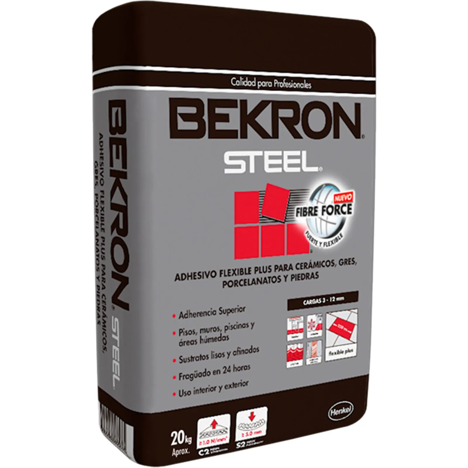 Bekron Steel - Adhesivo flexible, 20Kg