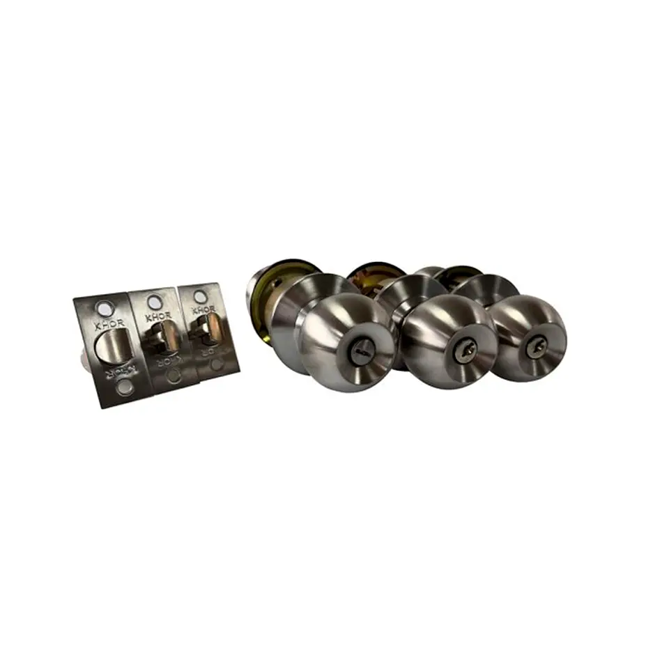 Set 2 Cerradura Pomo Dormitorio + 1 Cerradura Pomo Baño AC INOX KHOR 1