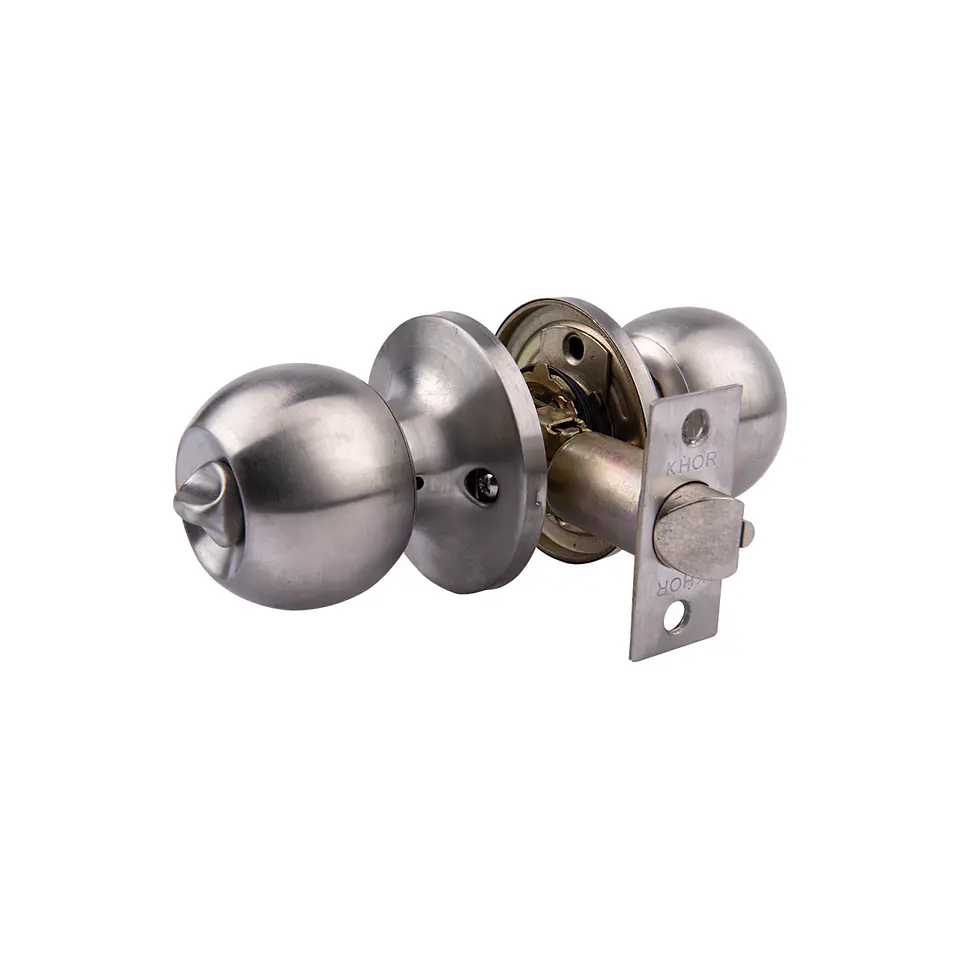 Set 2 Cerradura Pomo Dormitorio + 1 Cerradura Pomo Baño AC INOX KHOR 2