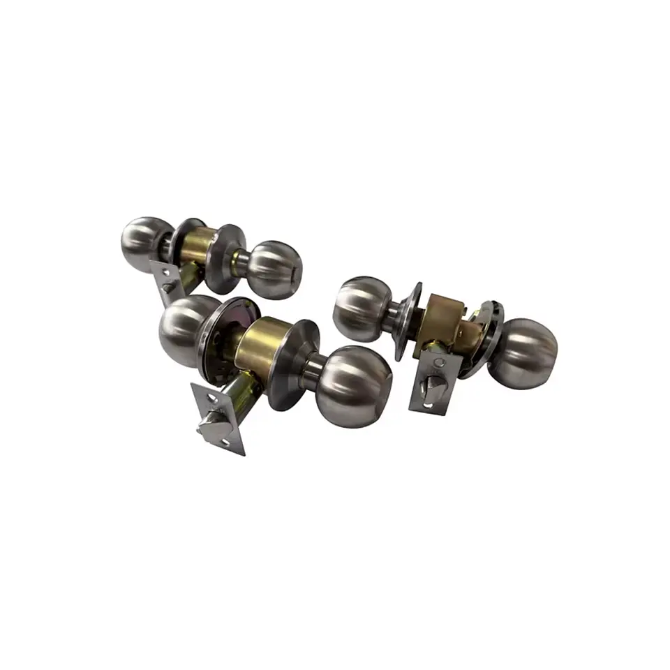 Set 2 Cerradura Pomo Dormitorio + 1 Cerradura Pomo Baño AC INOX KHOR 3