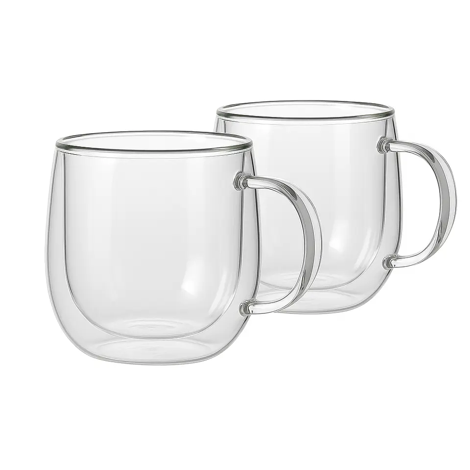 Set 2 Tazas de Vidrio de Doble Pared 300ML	 1