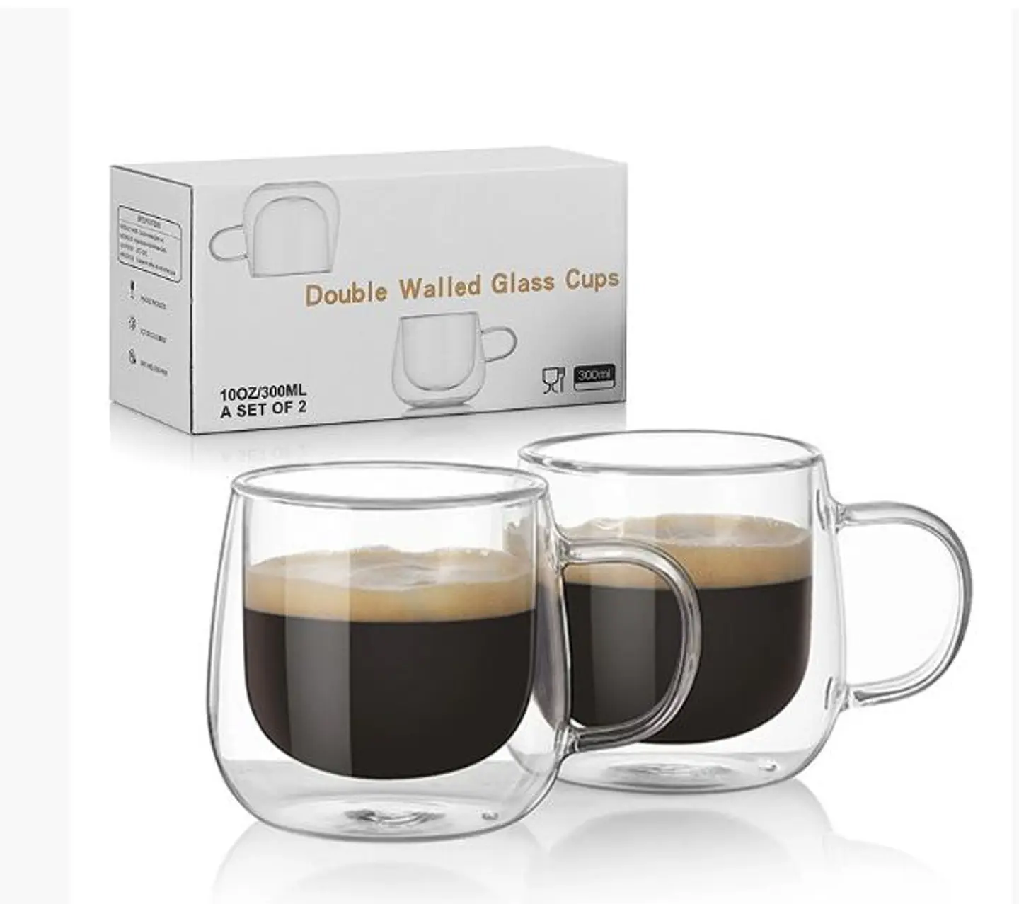 Set 2 Tazas de Vidrio de Doble Pared 300ML	 3