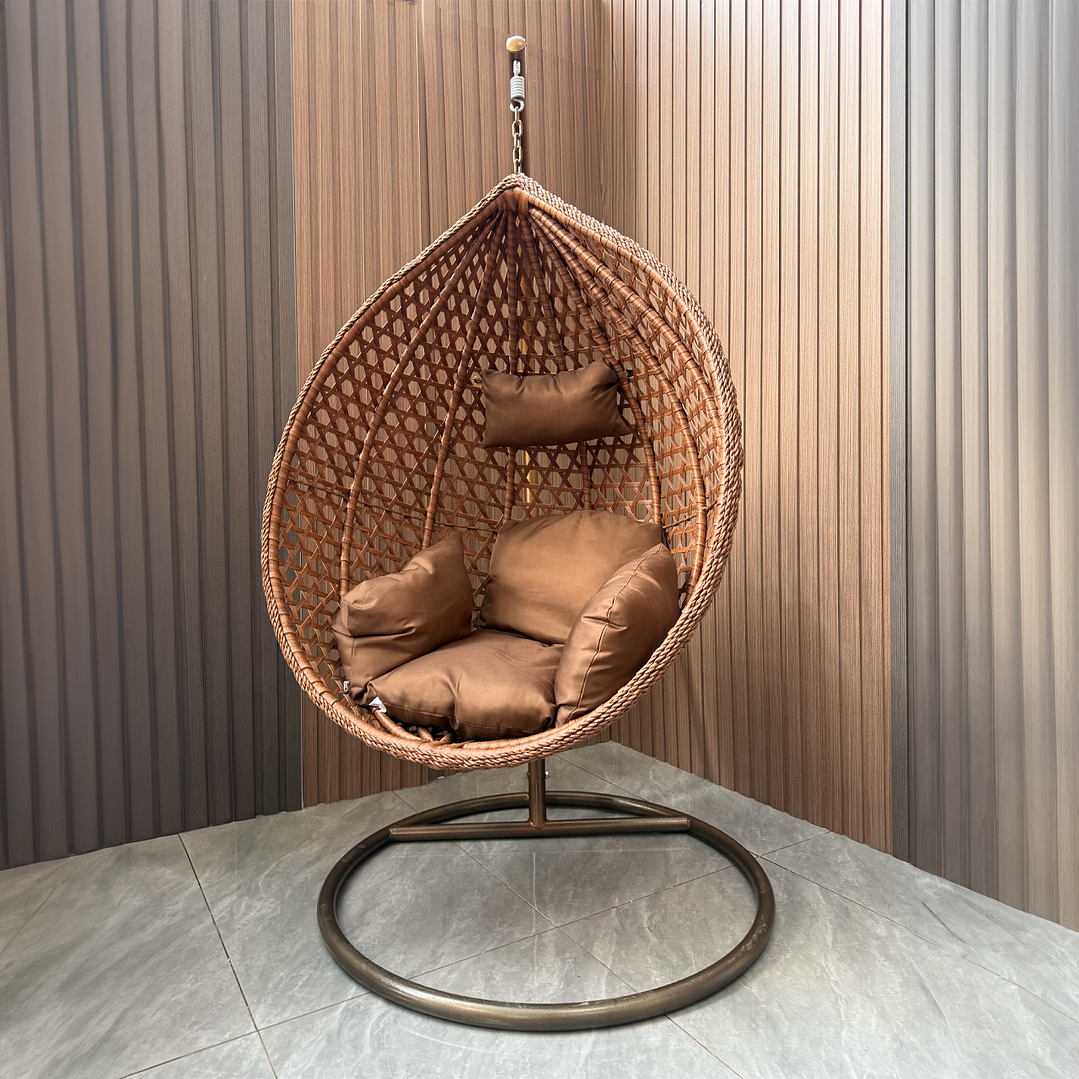 Mecedora Colgante Ovalada Tipo Canasto Cafe Black Friday 3