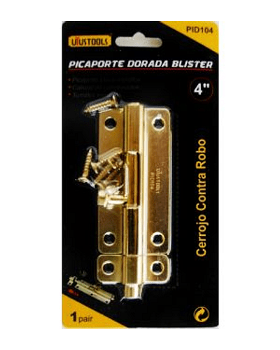 Picaporte Dorada Blister 4"