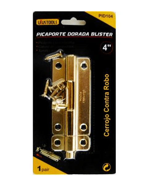 Picaporte Dorada Blister 4"