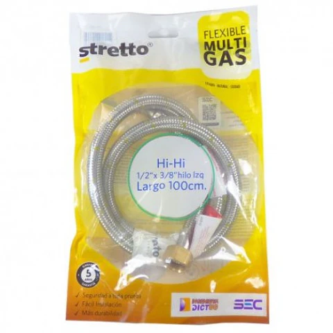 Flexible Multigas HI 1/2" x 3/8" Hilo izq. Largo 100cm