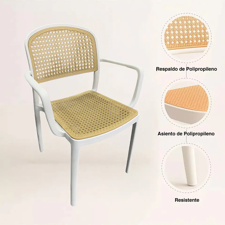 Silla Terraza Beige/Blanca C/Apoya Brazos 2