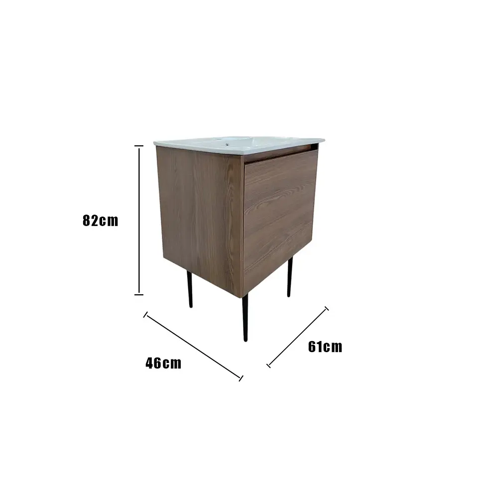 Vanitorio + Mueble Castaño Sin Griferia 61x46x82cm K1095 4