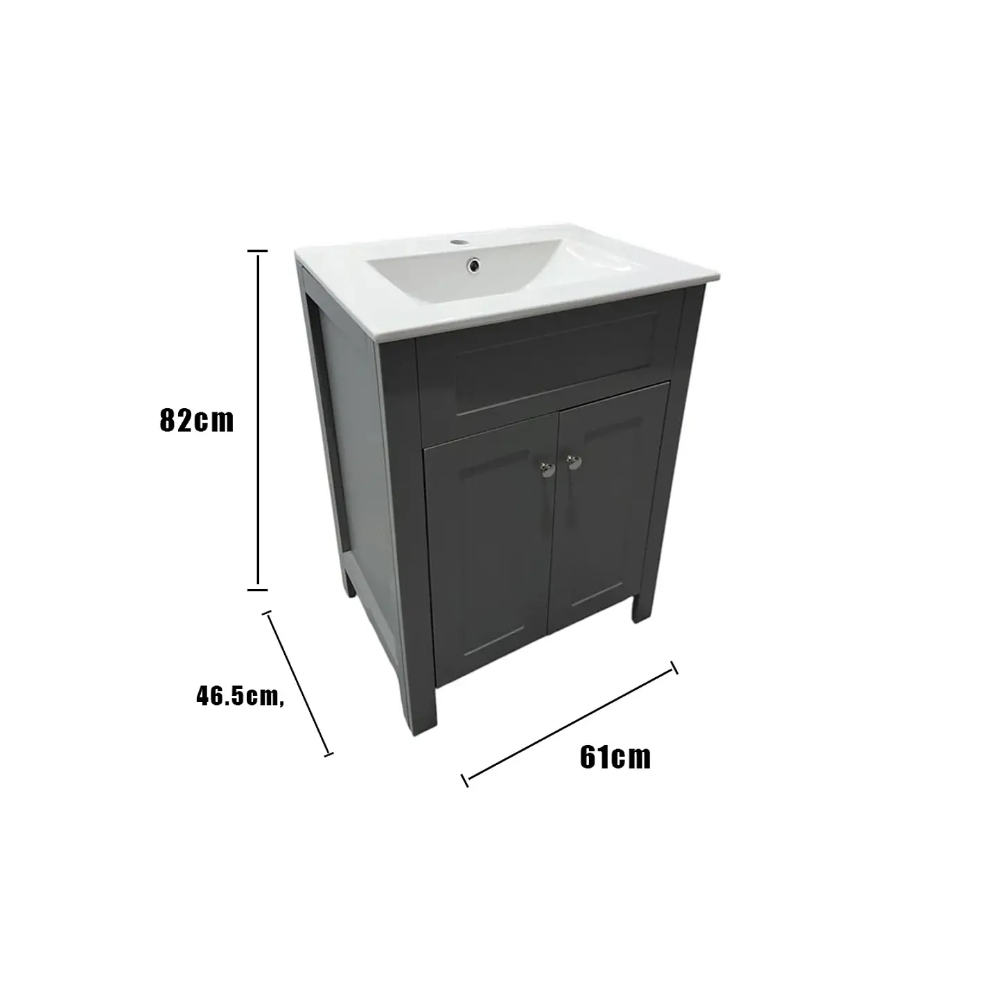 Vanitorio + Mueble Gris Sin Griferia 61x46.5x82cm K1057 4