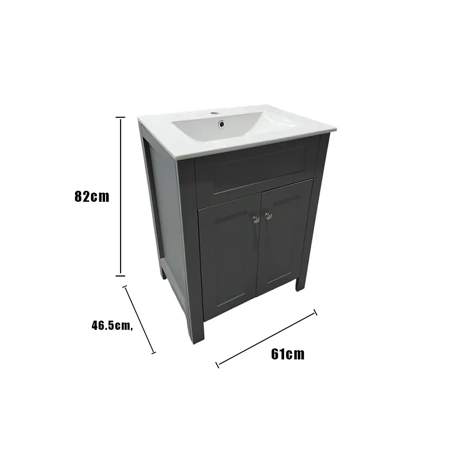 Vanitorio + Mueble Gris Sin Griferia 61x46.5x82cm K1057 4