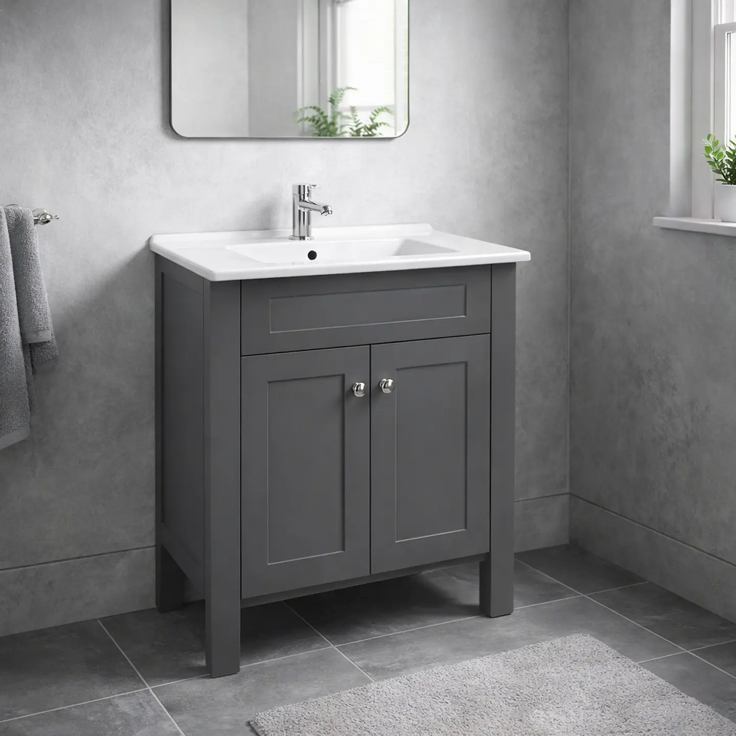 Vanitorio + Mueble Gris Sin Griferia 61x46.5x82cm K1057 5