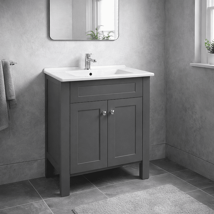 Vanitorio + Mueble Gris Sin Griferia 61x46.5x82cm K1057 5