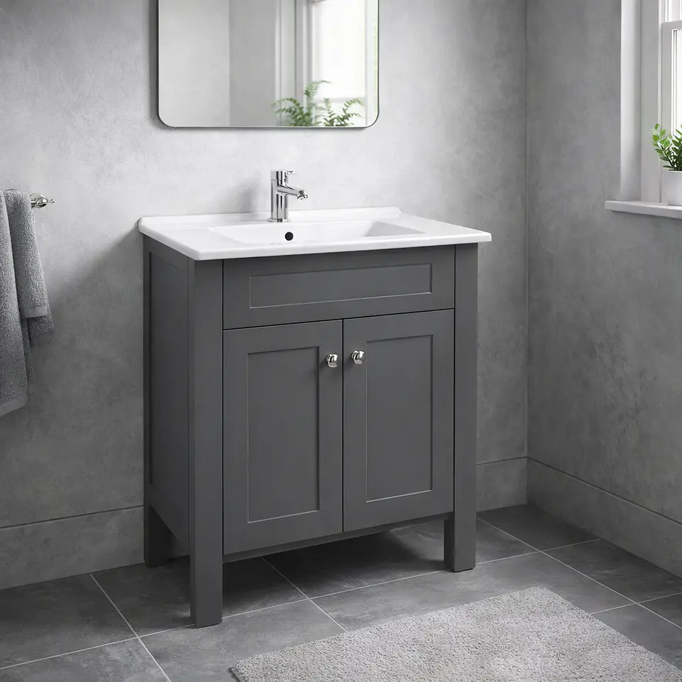 Vanitorio + Mueble Gris Sin Griferia 61x46.5x82cm K1057 5
