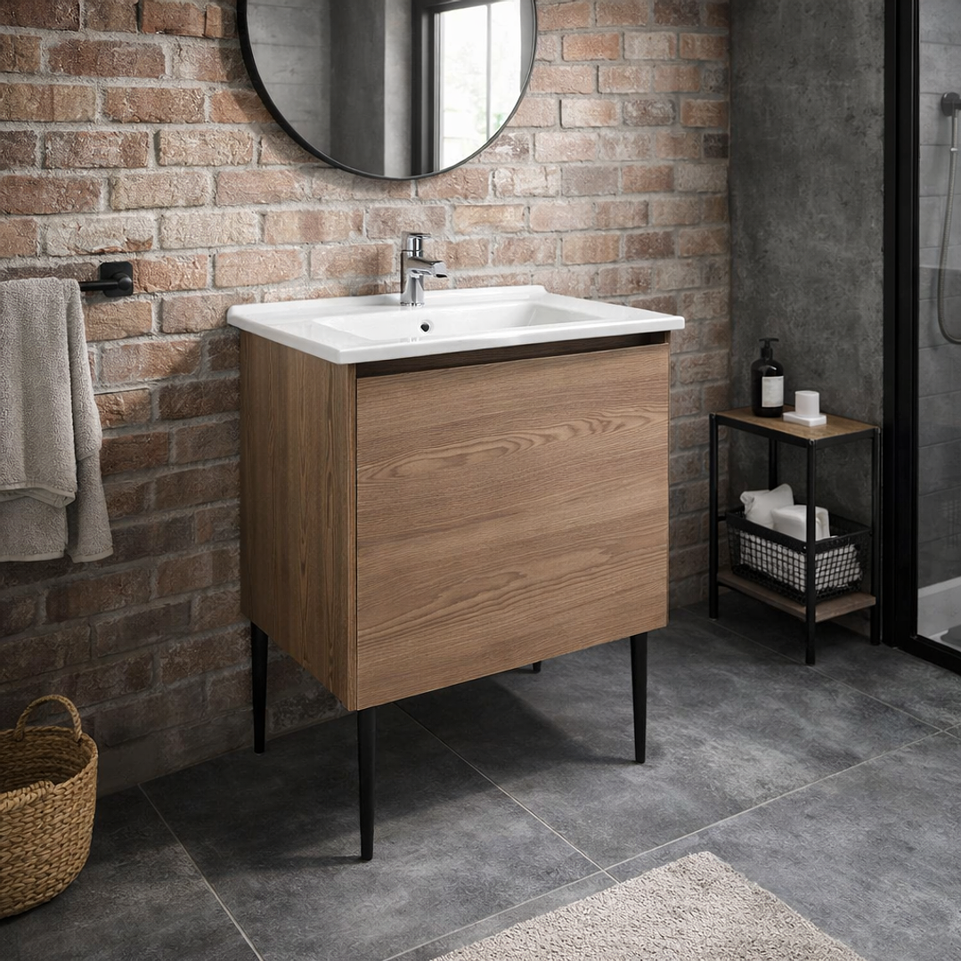 Vanitorio + Mueble Castaño Sin Griferia 61x46x82cm K1095 5