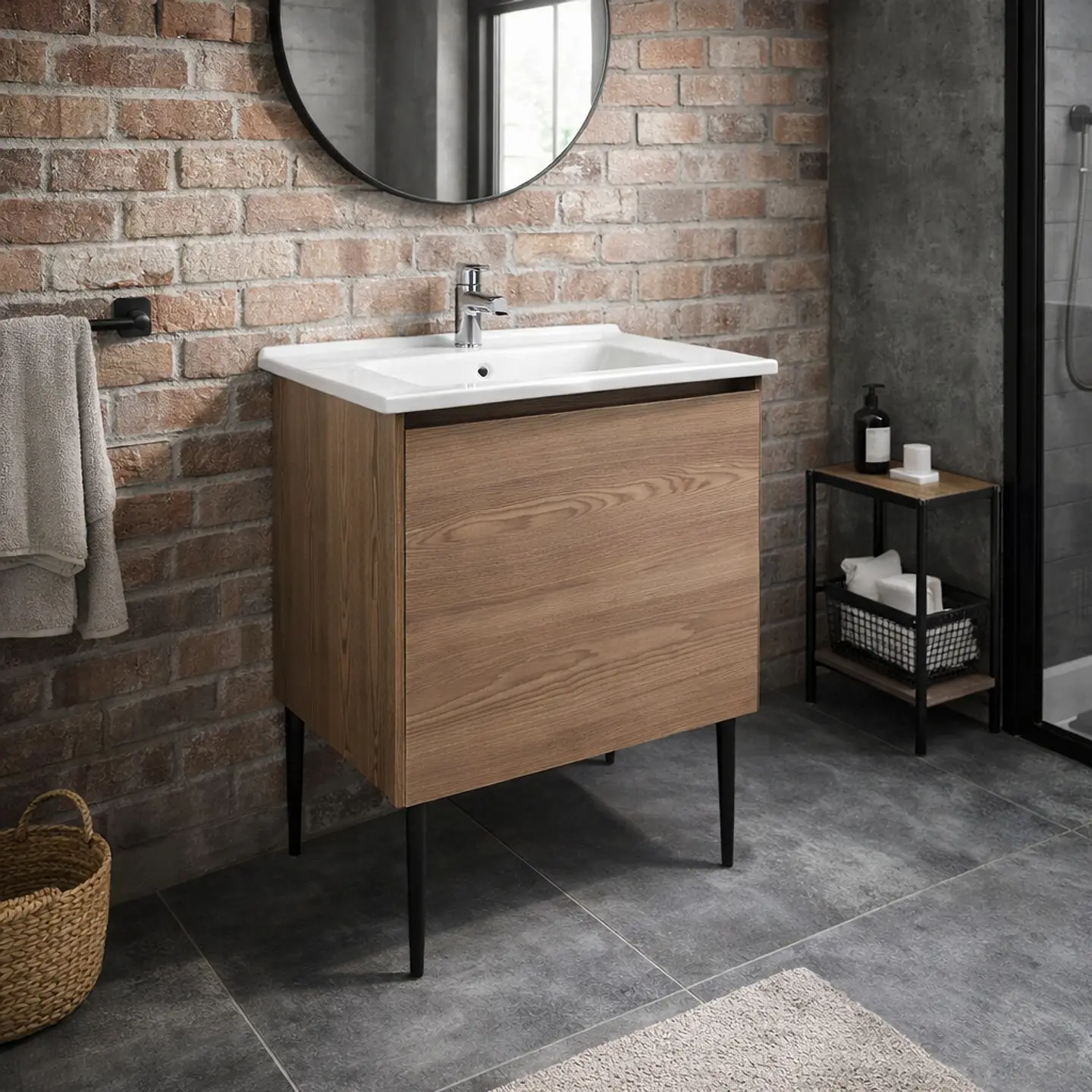 Vanitorio + Mueble Castaño Sin Griferia 61x46x82cm K1095 5
