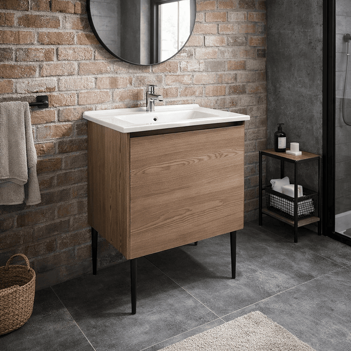 Vanitorio + Mueble Castaño Sin Griferia 61x46x82cm K1095 5