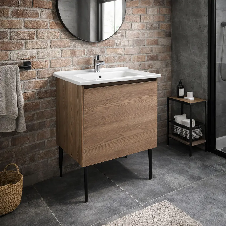 Vanitorio + Mueble Castaño Sin Griferia 61x46x82cm K1095 5