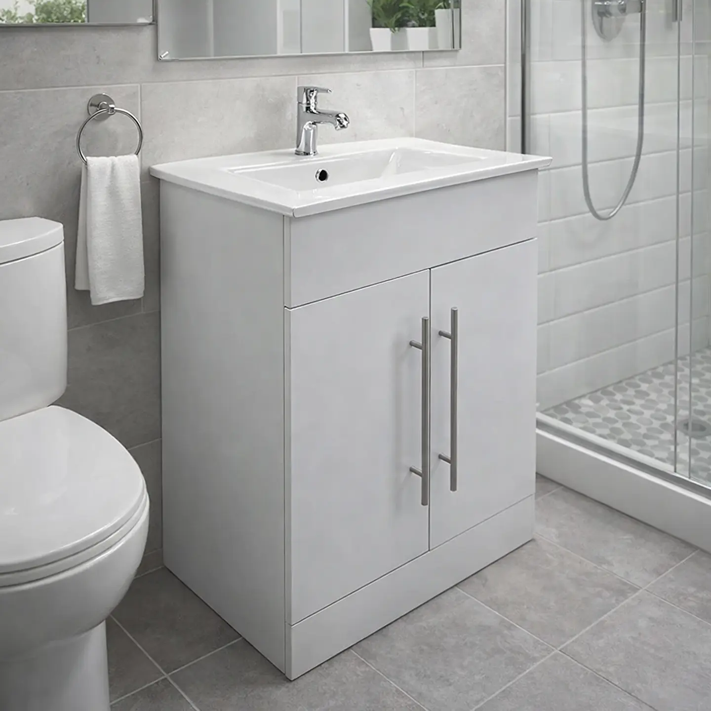 Vanitorio + Mueble Blanco Sin Griferia 61x46.5x82cm K1052-60  5