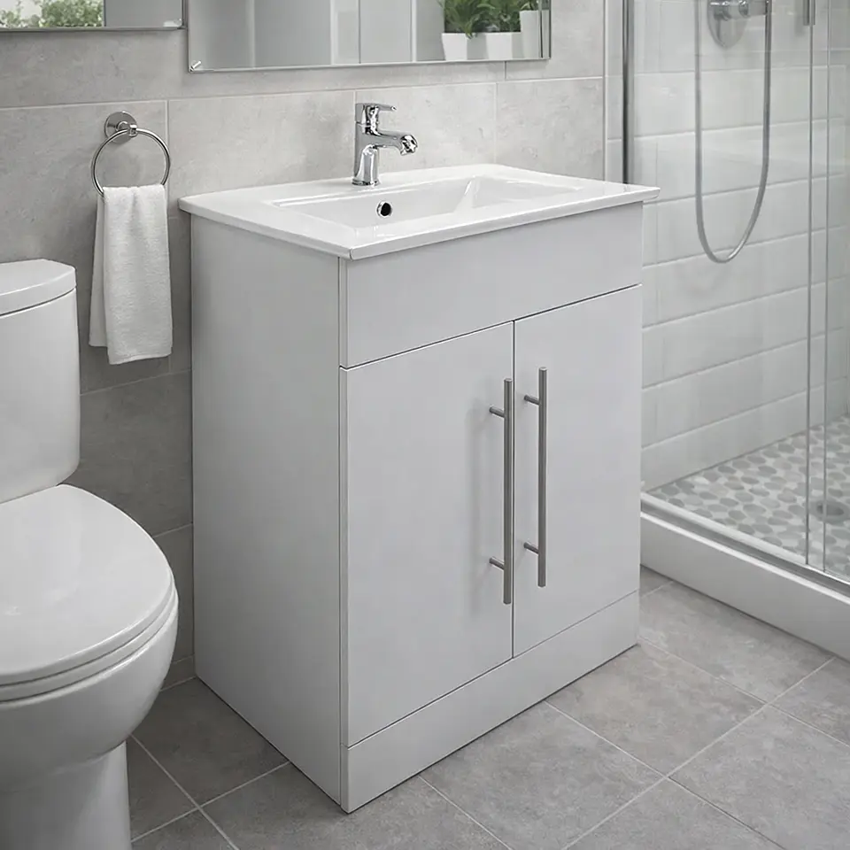Vanitorio + Mueble Blanco Sin Griferia 61x46.5x82cm K1052-60  5