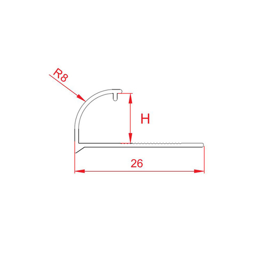 Borde para Porcelanatos/Azulejos Aluminio 2500MM 3