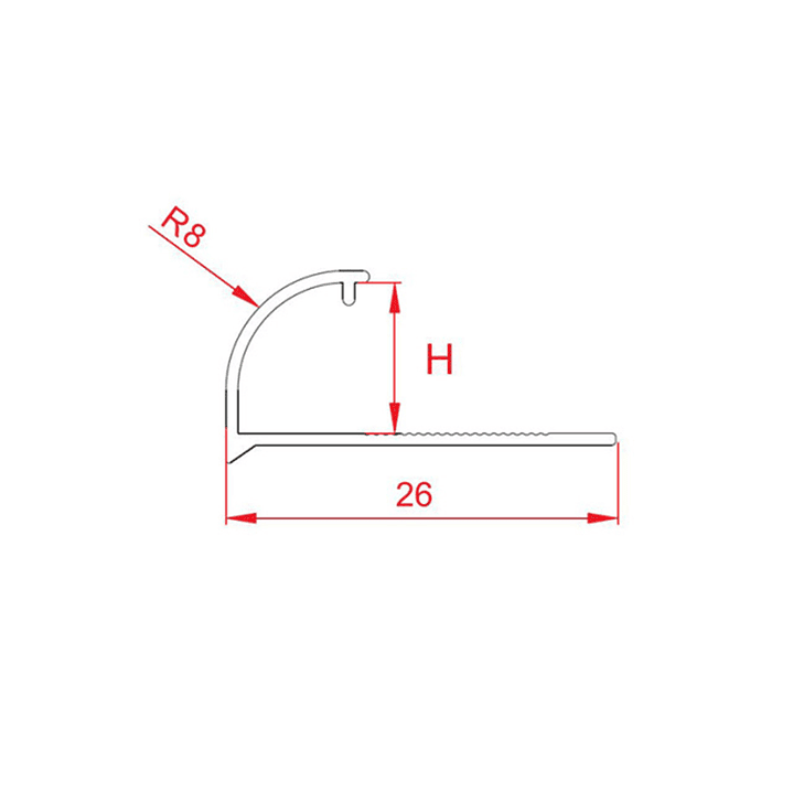 Borde para Porcelanatos/Azulejos Aluminio 2500MM 3