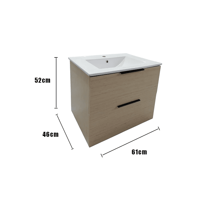 Vanitorio + Mueble Colgante Rustic OAK Sin Griferia 61x46x52cm K2068 3