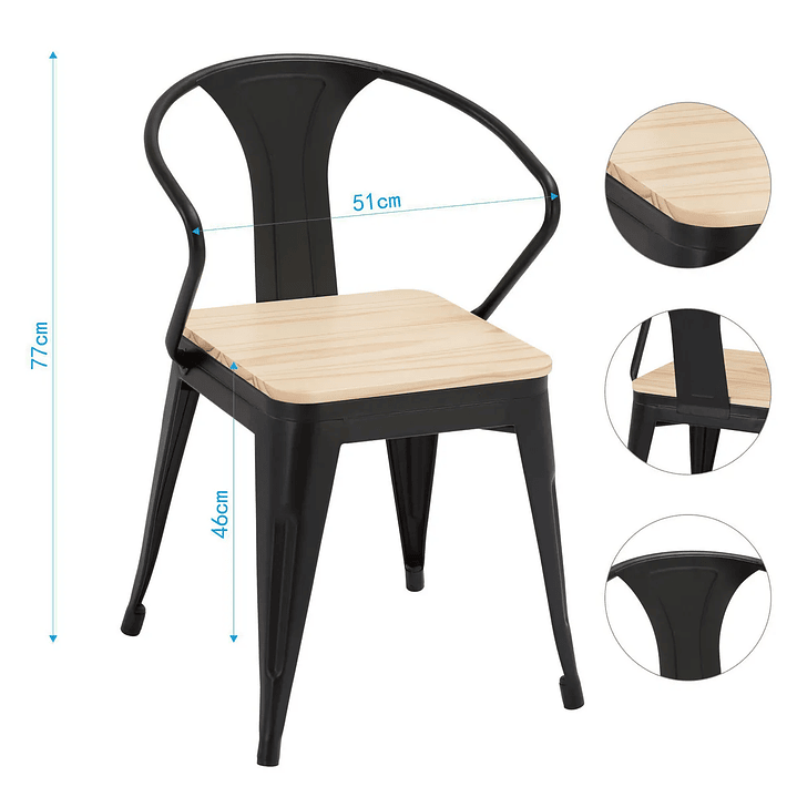 Mesa Comedor con 4 Sillas Negra JC-12877-N (3C) 5