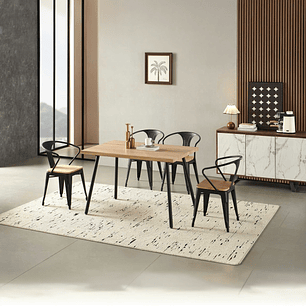 Mesa Comedor con 4 Sillas Negra JC-12877-N (3C)