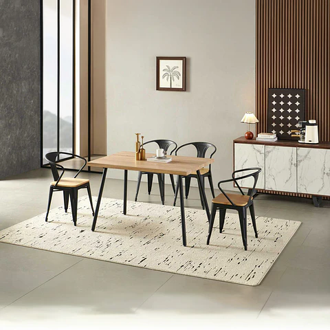 Mesa Comedor con 4 Sillas Negra JC-12877-N (3C)