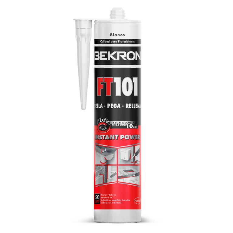 Bekron FT101 - Sellador/Adhesivo elástico monocomponente Blanco, Cartucho 300Ml