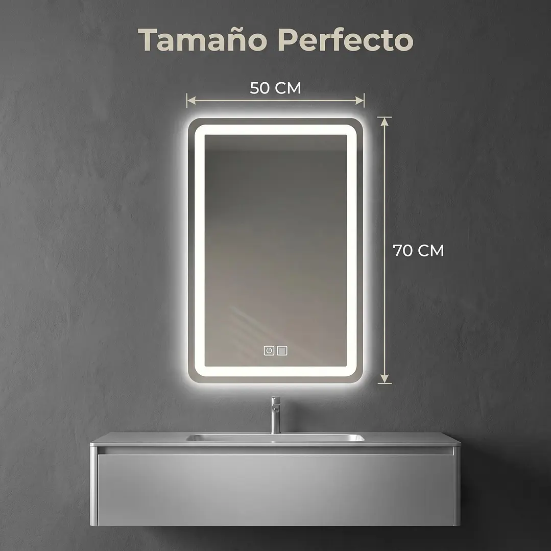 Espejo Luz Led 50X70 Rect C/Antiempañante Mod 02 FSIMP 3