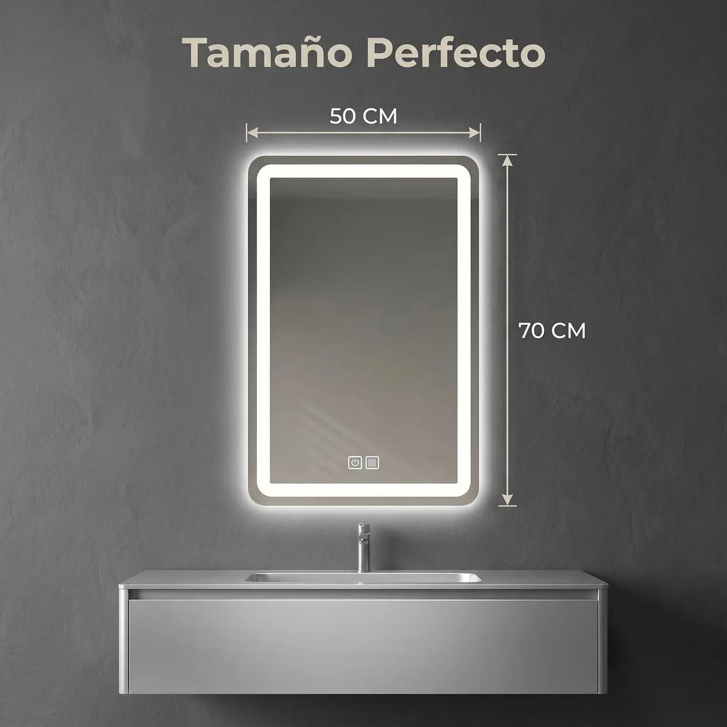 Espejo Luz Led 50X70 Rect C/Antiempañante Mod 02 FSIMP 3