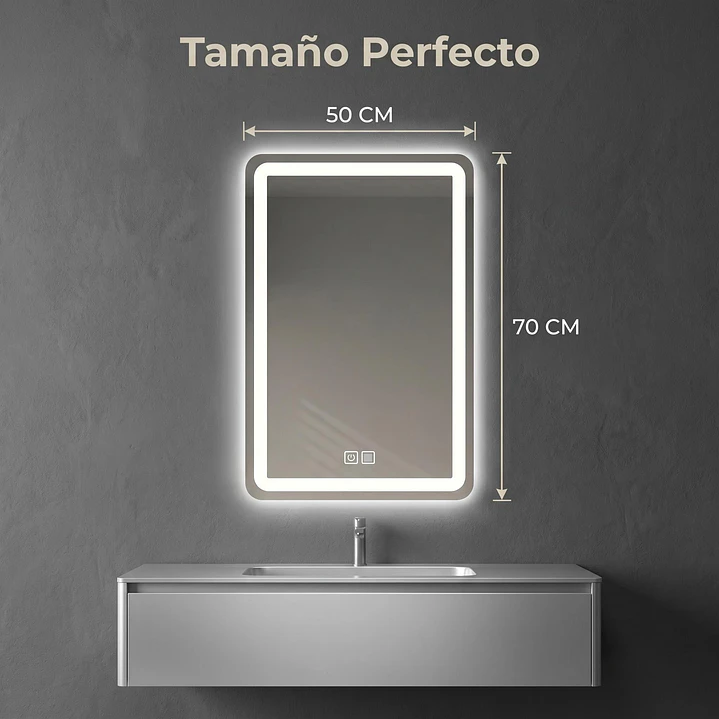 Espejo Luz Led 50X70 Rect C/Antiempañante Mod 02 FSIMP 3