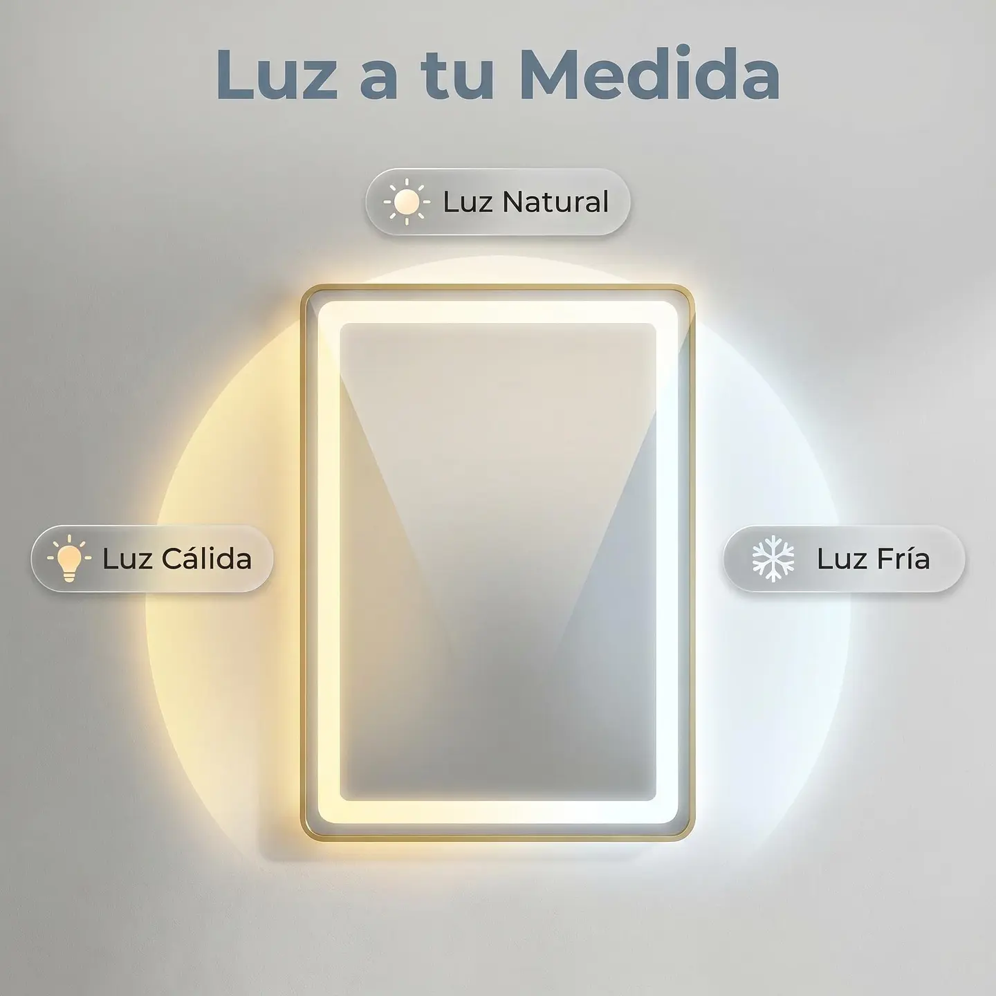 Espejo Luz Led 50X70 C/Marco Rect C/Hora y Antiempañante Mod 03 FSIMP 4