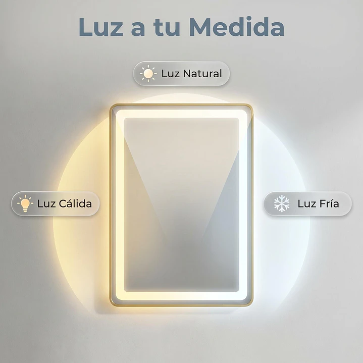 Espejo Luz Led 50X70 C/Marco Rect C/Hora y Antiempañante Mod 03 FSIMP 4