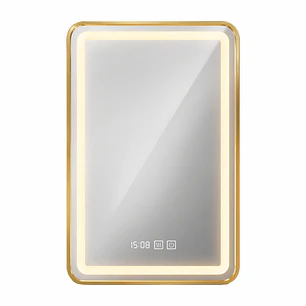 Espejo Luz Led 50X70 C/Marco Rect C/Hora y Antiempañante Mod 03 FSIMP