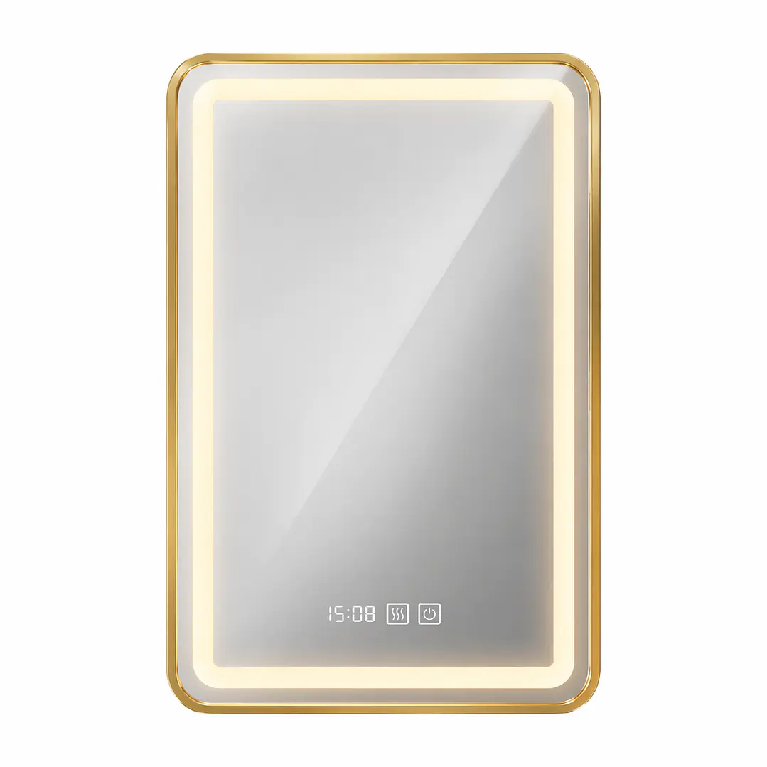Espejo Luz Led 50X70 C/Marco Rect C/Hora y Antiempañante Mod 03 FSIMP 1
