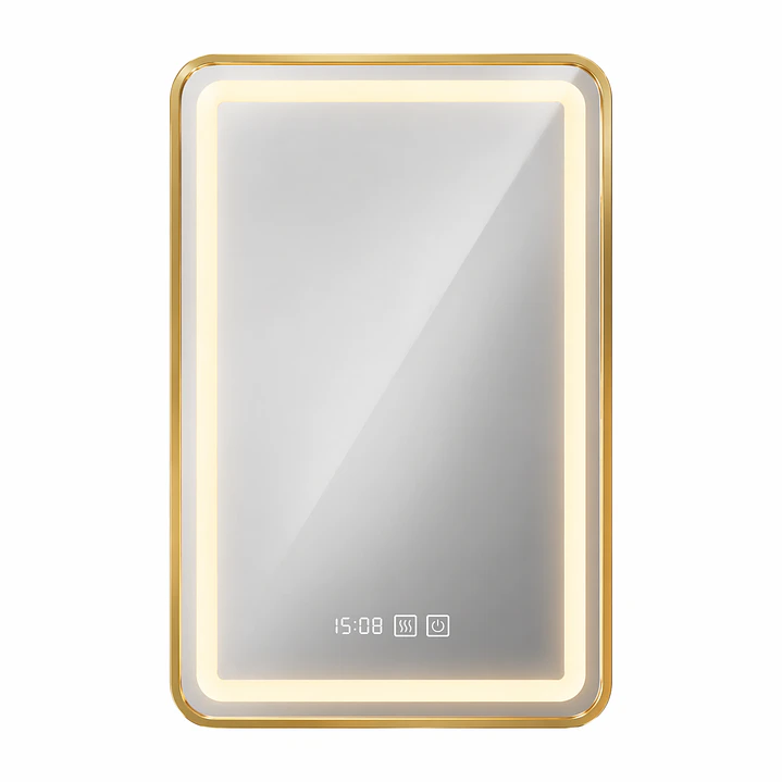 Espejo Luz Led 50X70 C/Marco Rect C/Hora y Antiempañante Mod 03 FSIMP 1