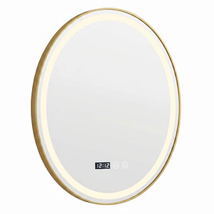 Espejo Luz Led 49X69 C/Marco Ovalado C/Hora y Antiempañante MOD 04 FSIMP