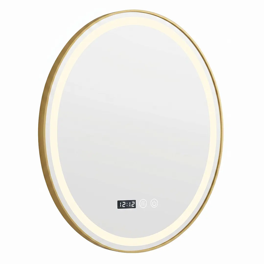 Espejo Luz Led 49X69 C/Marco Ovalado C/Hora y Antiempañante MOD 04 FSIMP 1