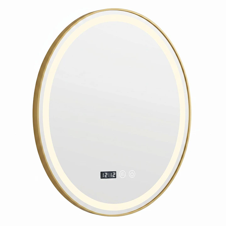 Espejo Luz Led 49X69 C/Marco Ovalado C/Hora y Antiempañante MOD 04 FSIMP 1