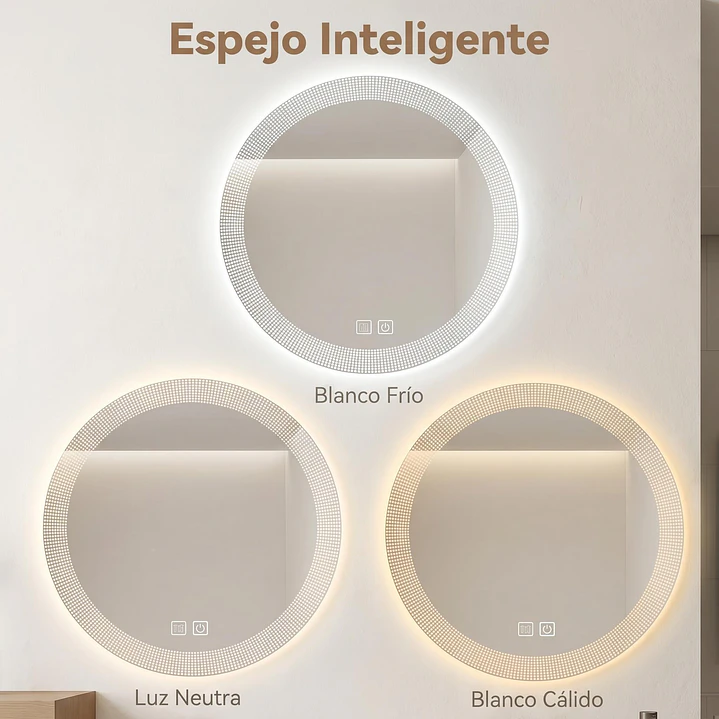 Espejo Luz Led 58X58 Redondo C/Aantiempañante Mod 05 FSIMP 4