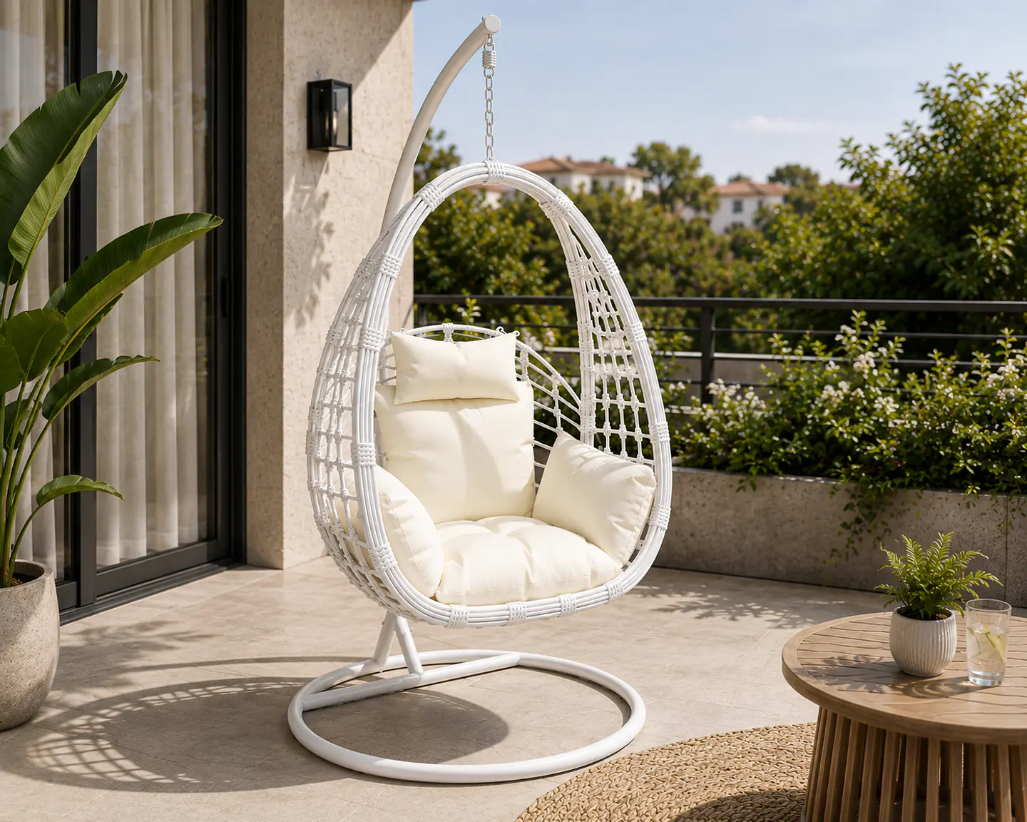 Mecedora Colgante Tipo Huevo Blanca 660X900X1150MM FSIMP 3