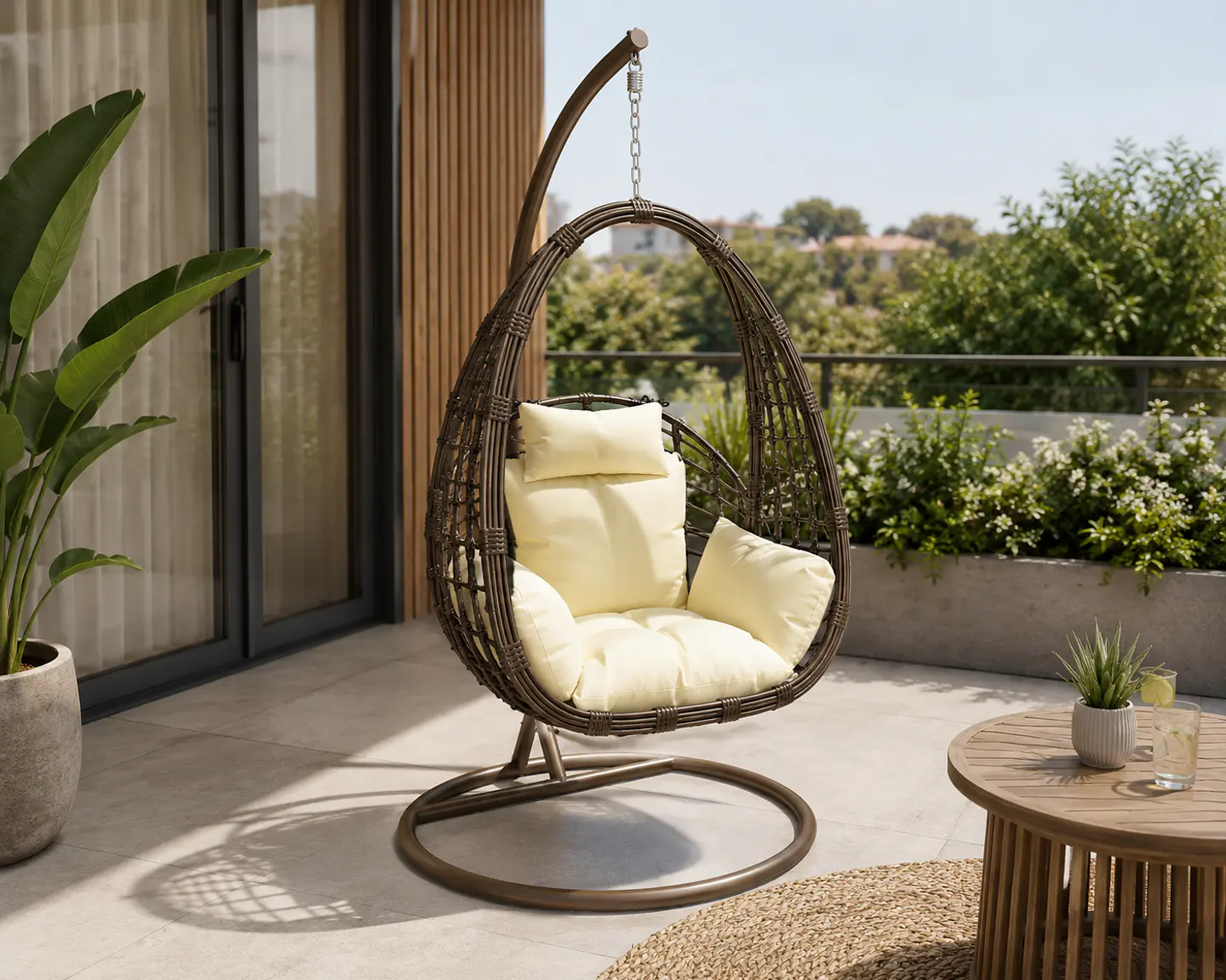 Mecedora Colgante Tipo Huevo Cafe 660X900X1150MM FSIMP 3
