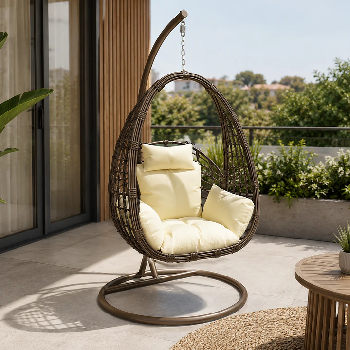 Mecedora Colgante Tipo Huevo Cafe 660X900X1150MM FSIMP 3