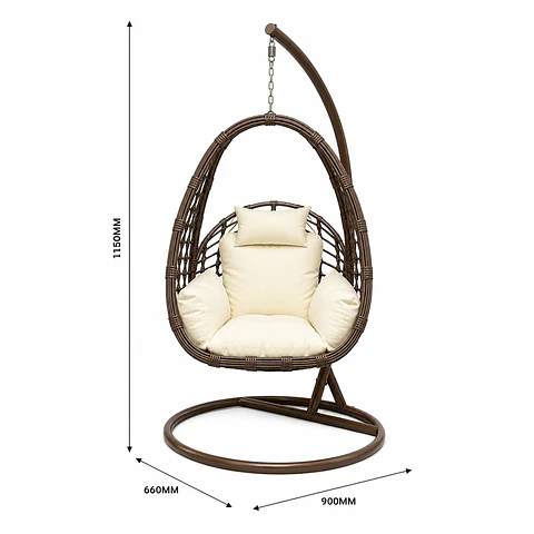 Mecedora Colgante Tipo Huevo Cafe 660X900X1150MM FSIMP