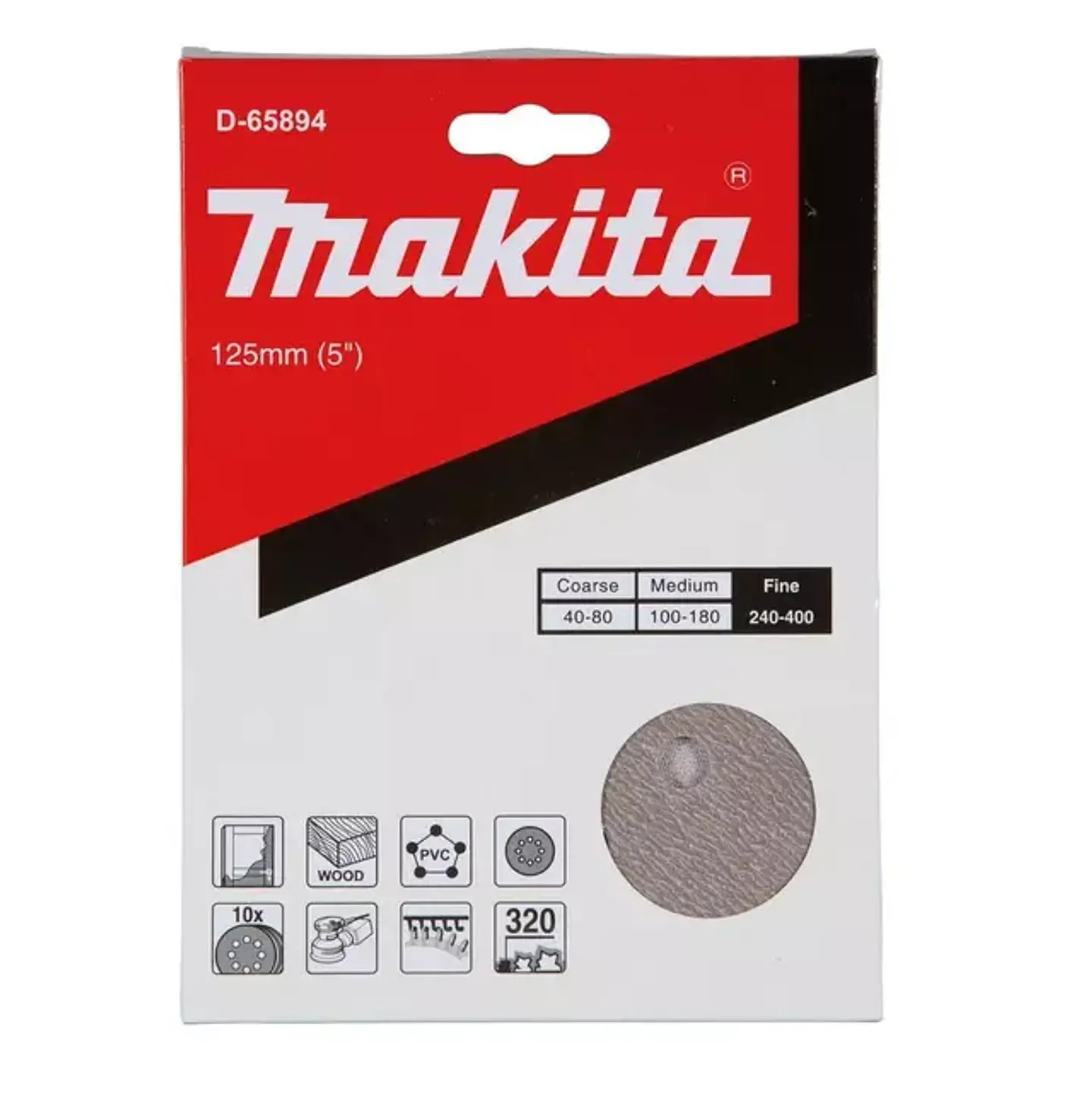 Disco Lija Abrasivo 125MM G100 10 Unidades D-65844 Makita 2