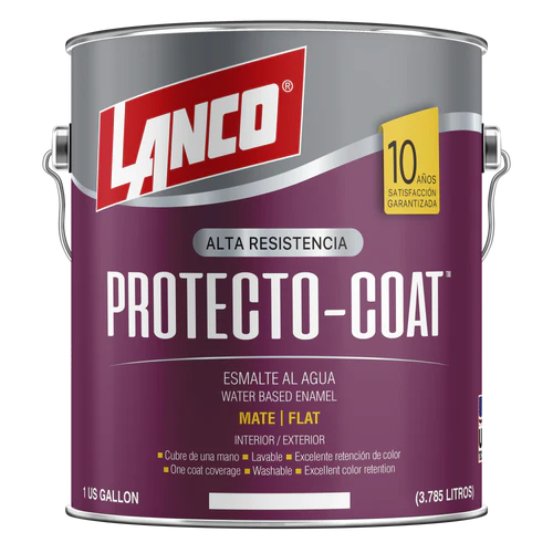 Esmalte Al Agua Protecto Coat Mate Blanco Galon Lanco LL400-4
