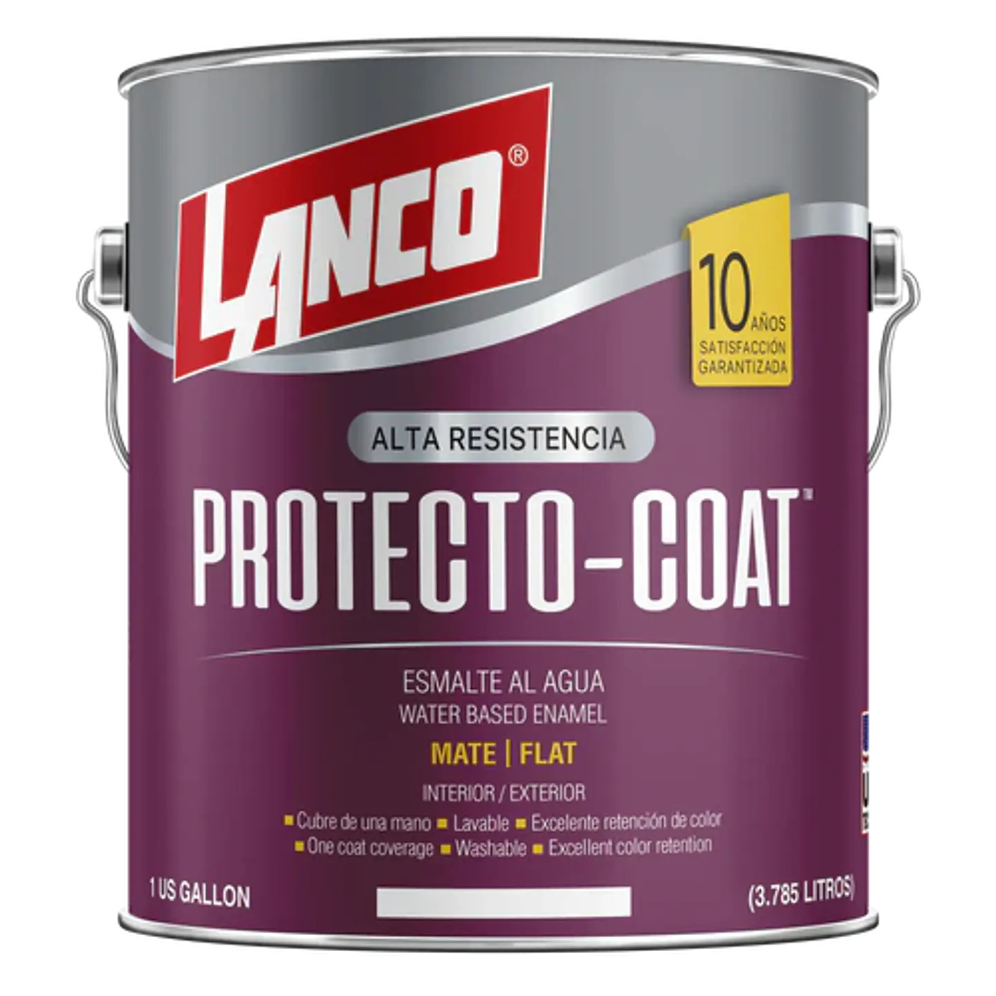 Esmalte Al Agua Protecto Coat Mate Blanco Galon Lanco LL400-4 1